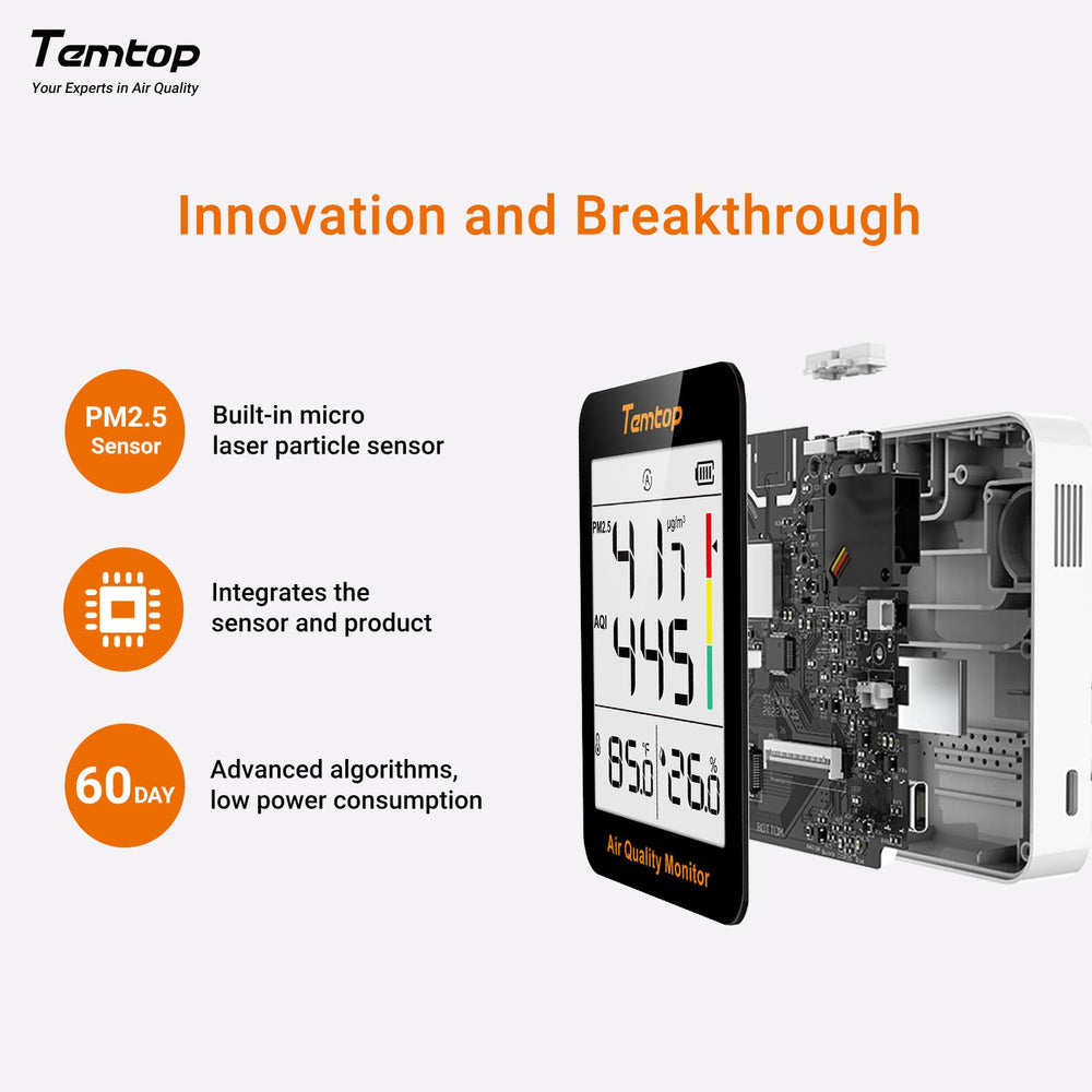 Temtop S1 pantalla con temperatura y humedad para confort inmediato