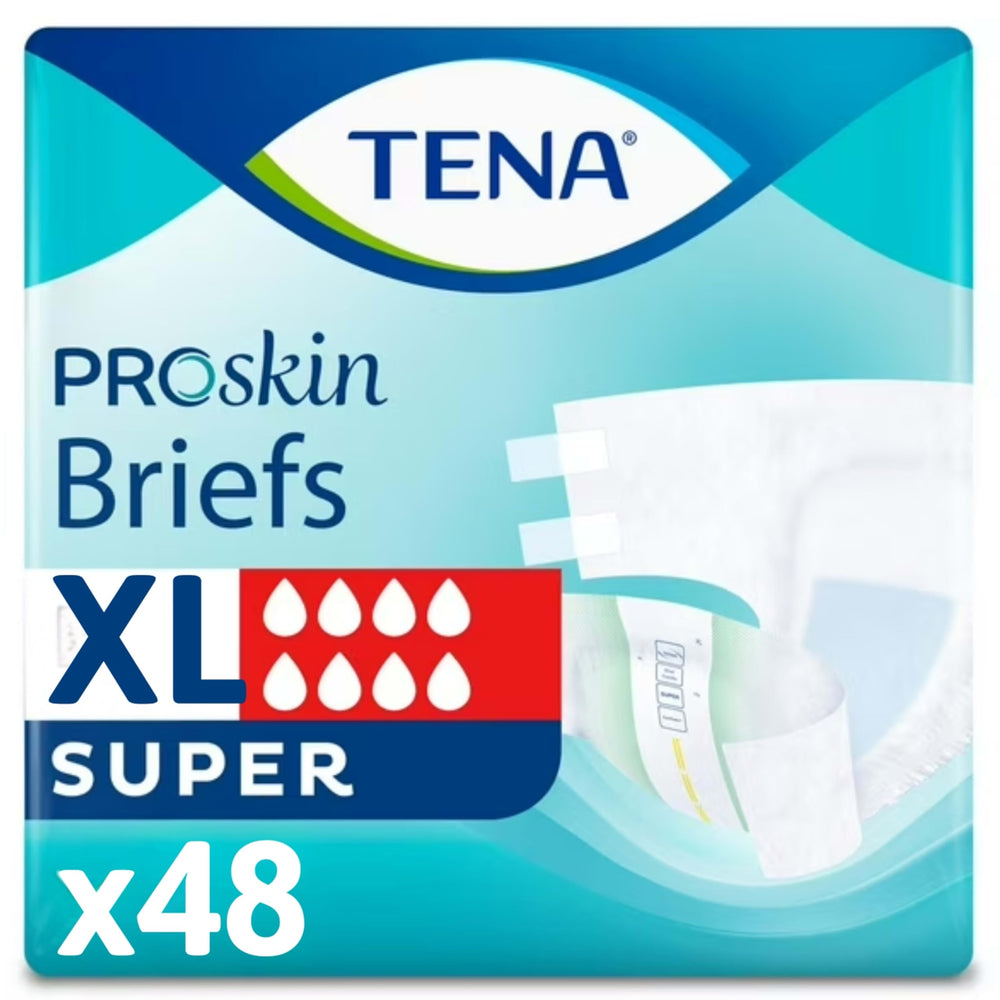 TENA frontal del paquete mostrando el producto y protección confiable