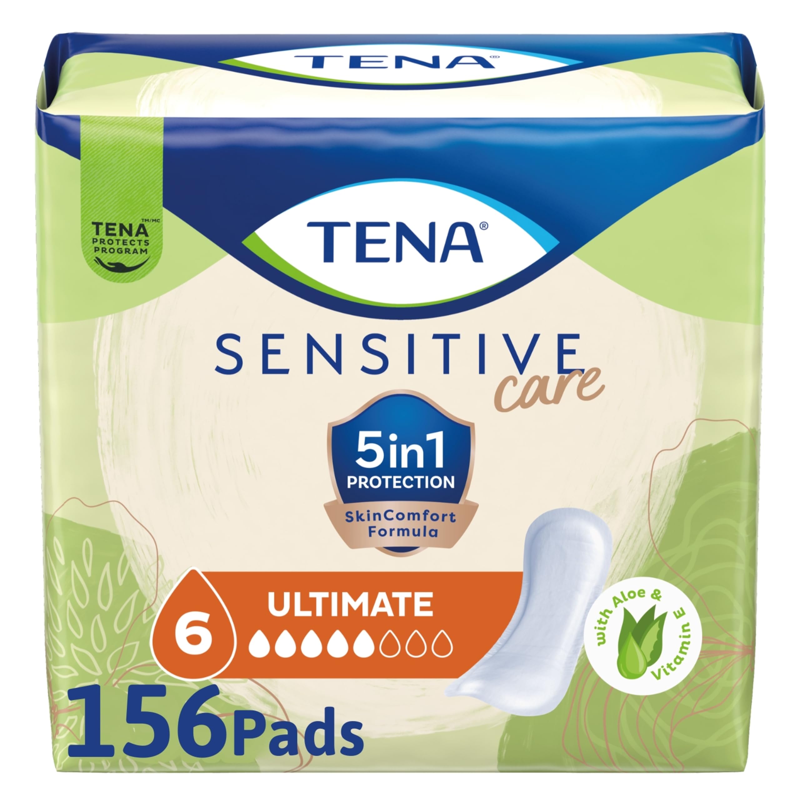 TENA protector paquete frontal muestra cantidad y beneficio comodidad