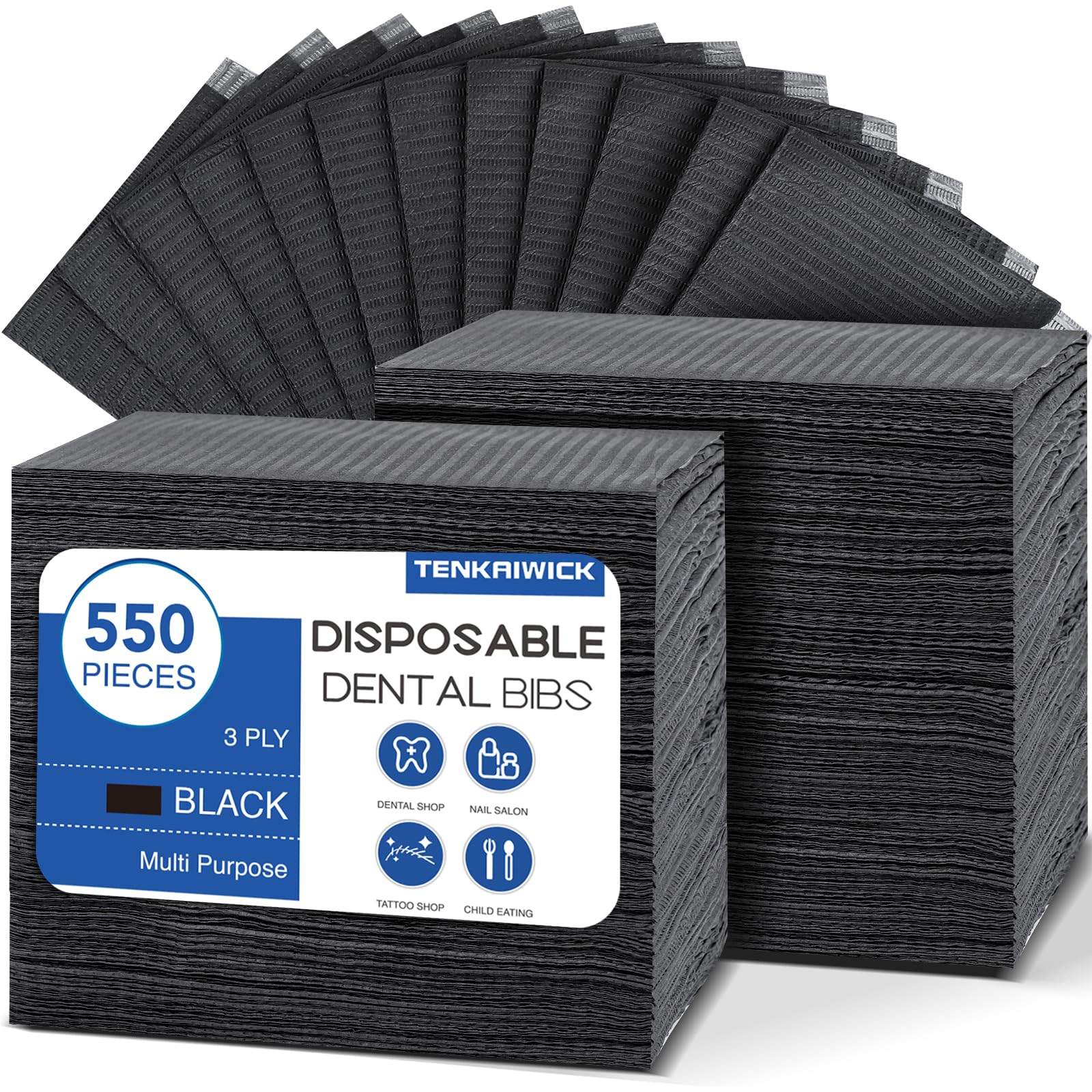 TENKAIWICK babero frontal negro mostrando cobertura completa y limpieza