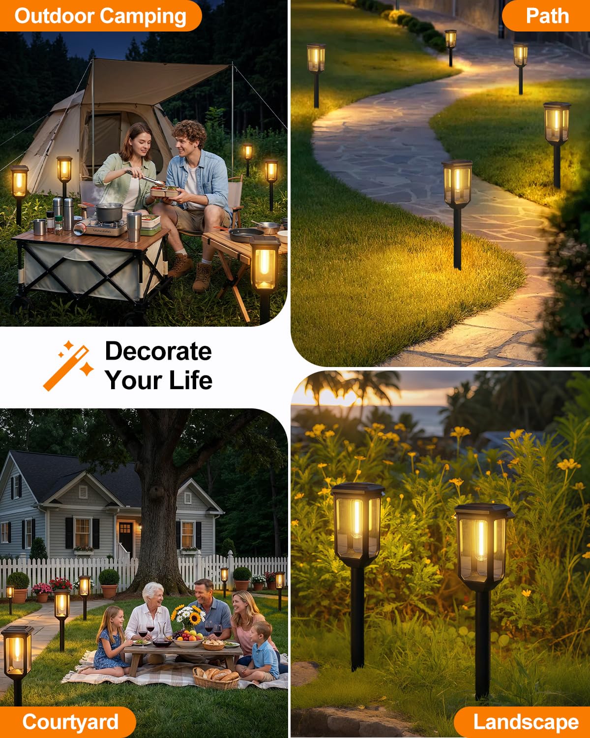 Tenmiro escena nocturna en patio con luz cálida creando ambiente acogedor