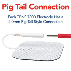TENS 7000 electrodos conectados a una unidad TENS, conexión pig-tail segura