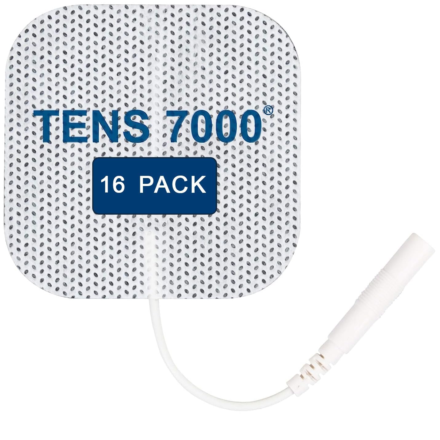 TENS 7000 empaque frontal con 16 almohadillas, organización práctica y confianza de marca