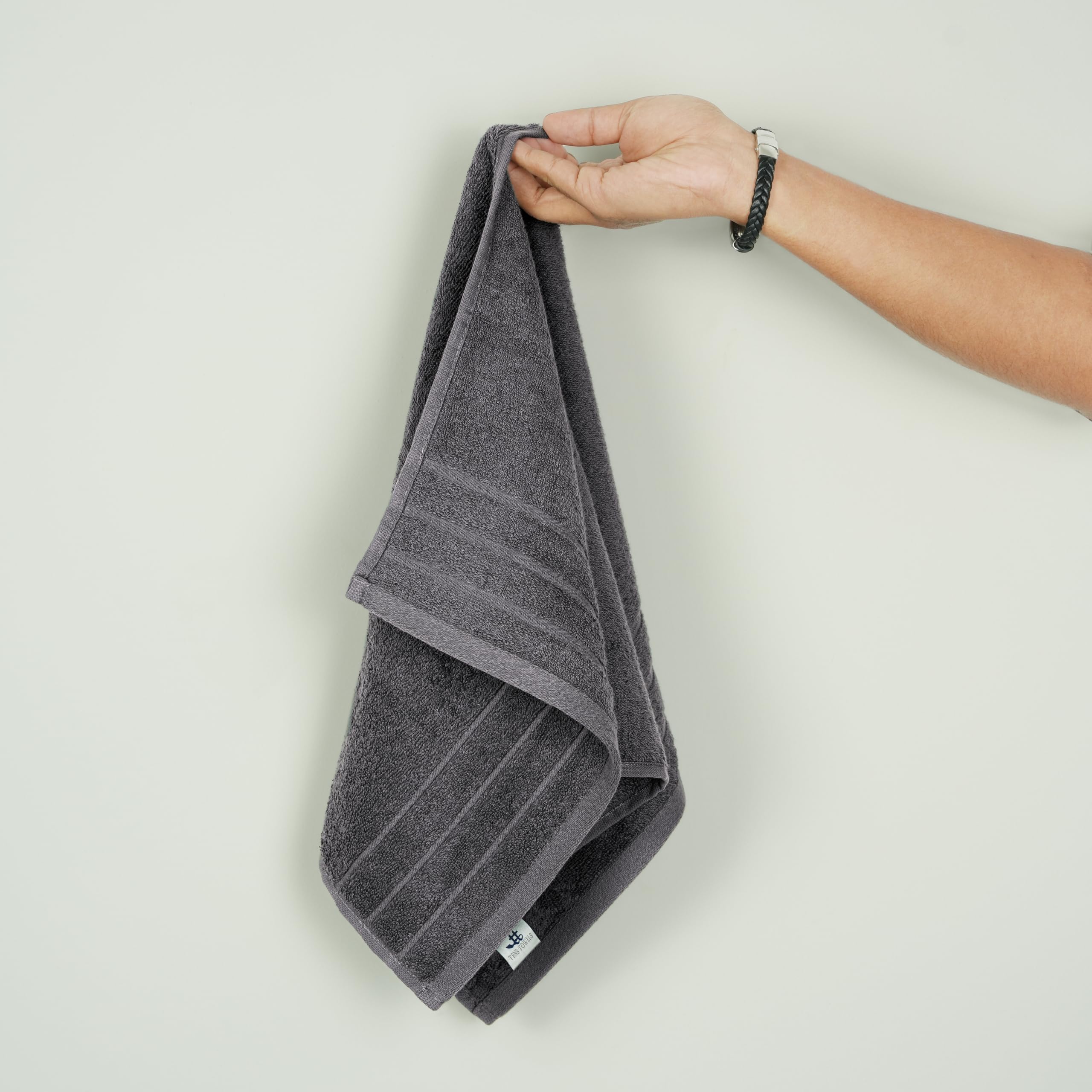 Tens Towels detalle del borde cosido, acabado resistente y duradero