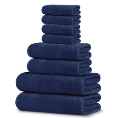 Tens Towels vista frontal del set azul marino, presentación práctica