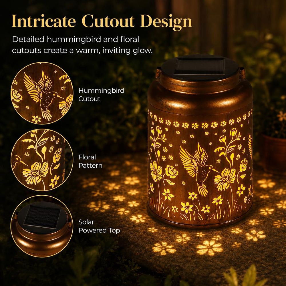 Tepaken primer plano de los calados de colibrí que proyectan sombras decorativas