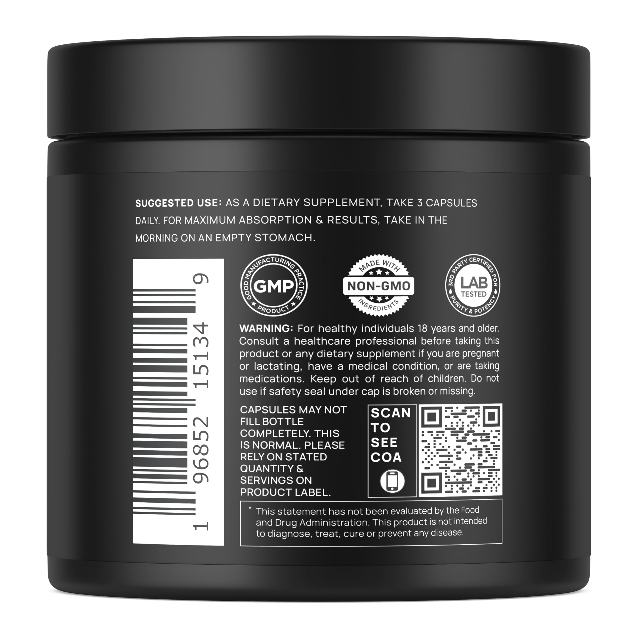 TERRA ELMNT etiqueta con información nutricional y dosis detallada