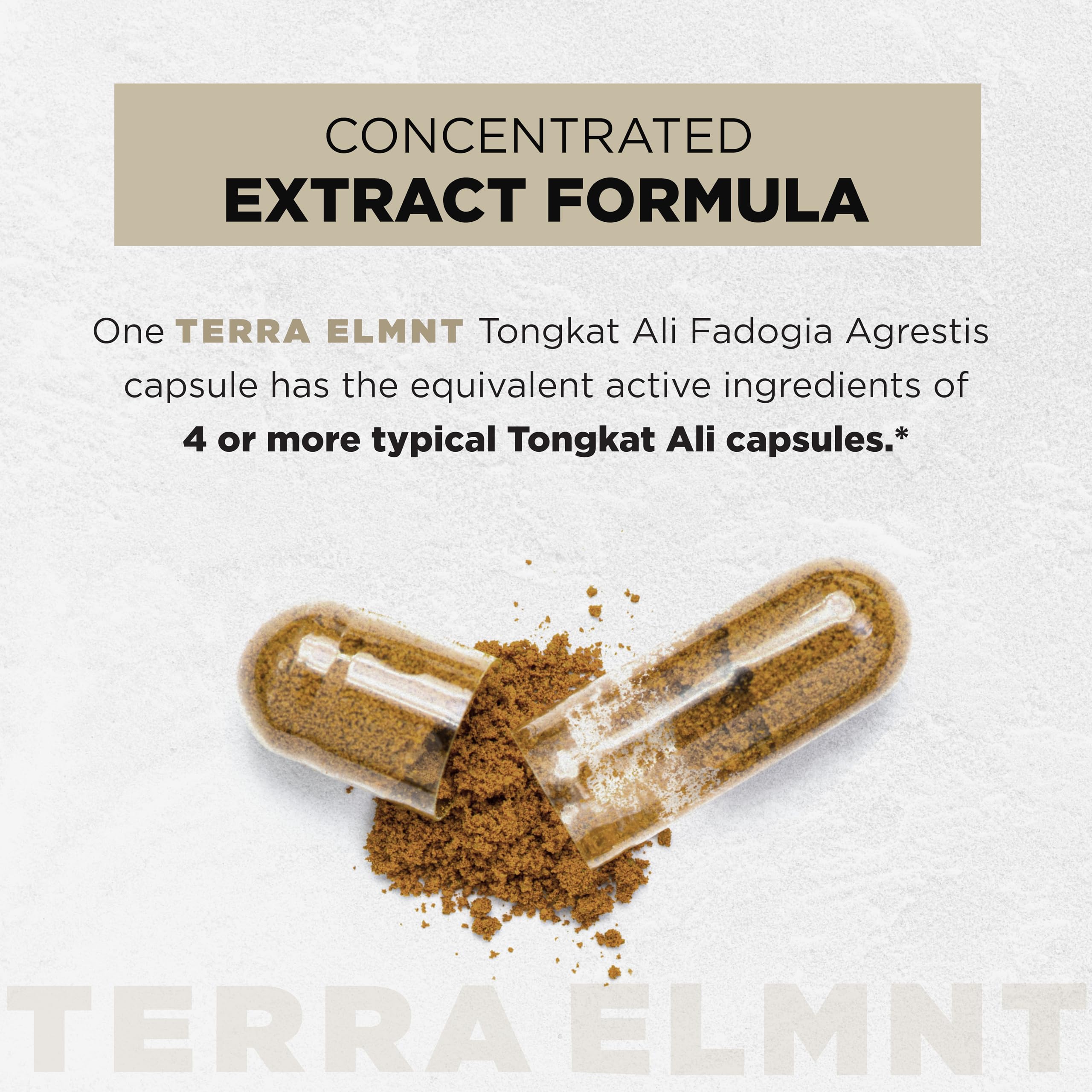 TERRA ELMNT etiqueta nutricional en primer plano con ingredientes estandarizados