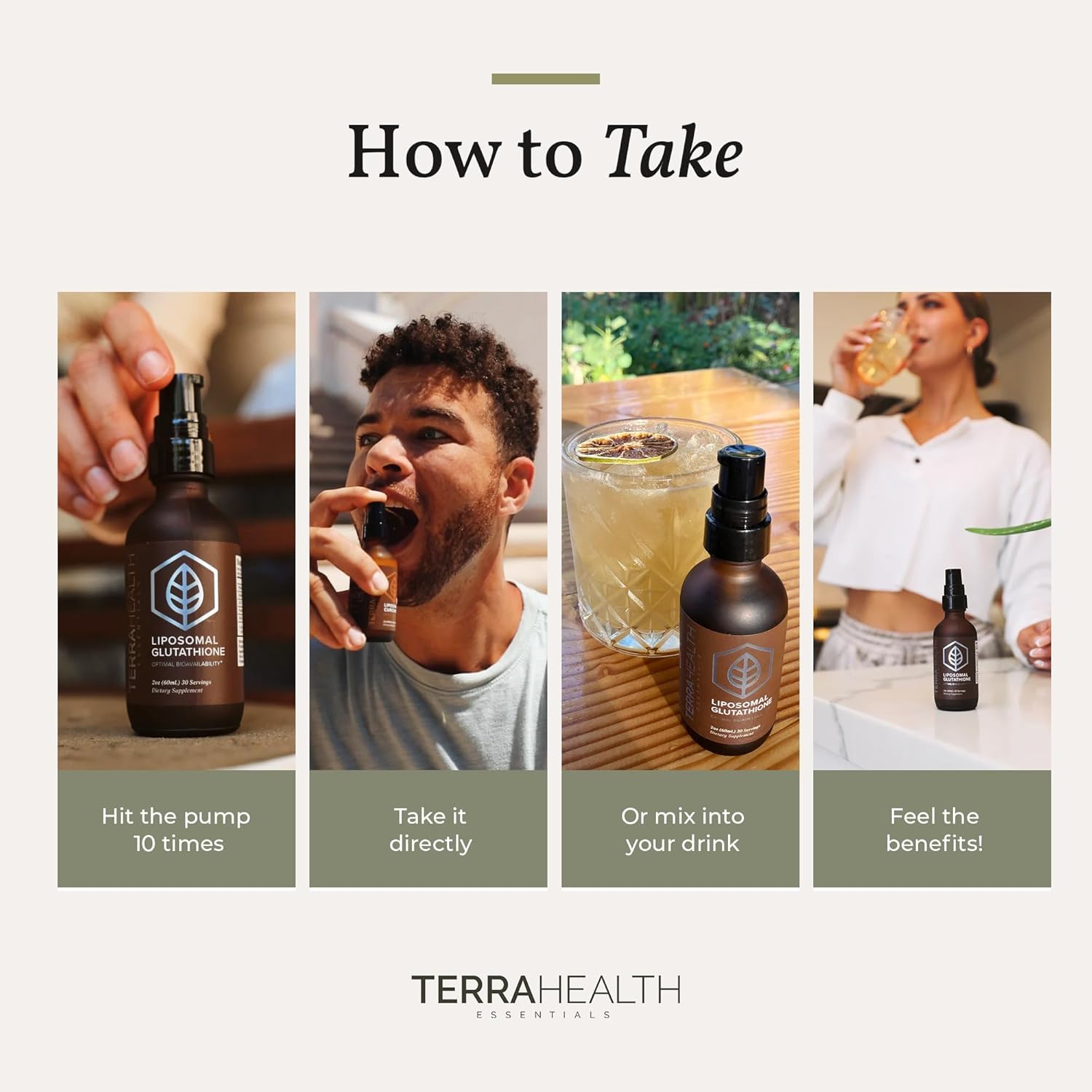 Terra Health Essentials tapa y bomba que muestran cierre seguro y portabilidad