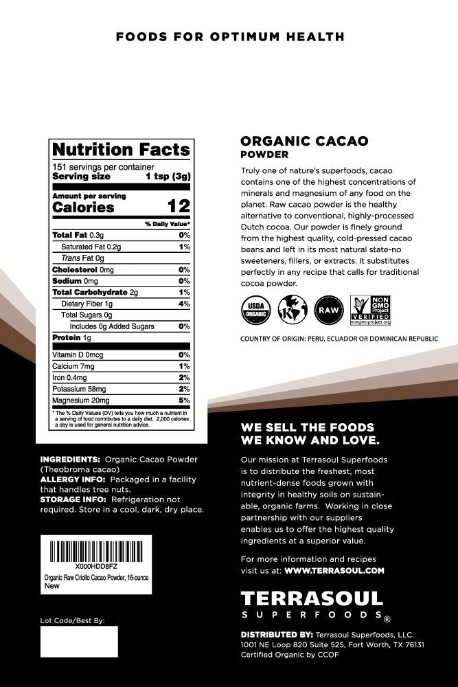 Terrasoul Superfoods textura fina del polvo beneficiando mezclas suaves