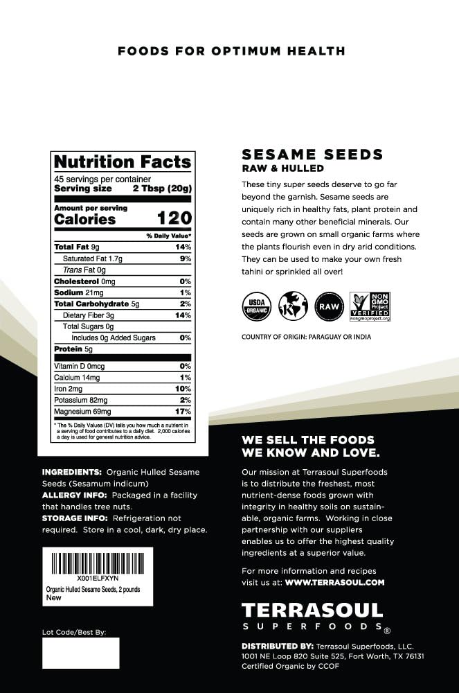 Terrasoul Superfoods semillas de sésamo textura cercana para ver calidad