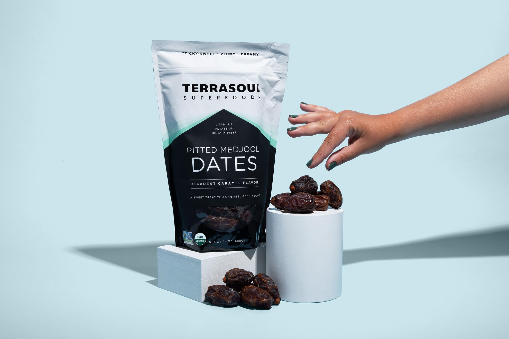 Terrasoul Superfoods packaging label with organic and kosher certifications benefit