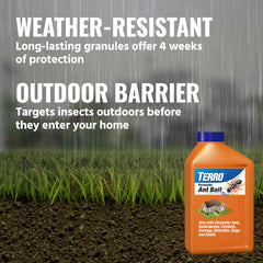 TERRO granules macro view illustrating texture and weather-resistant formulation for lasting effect
