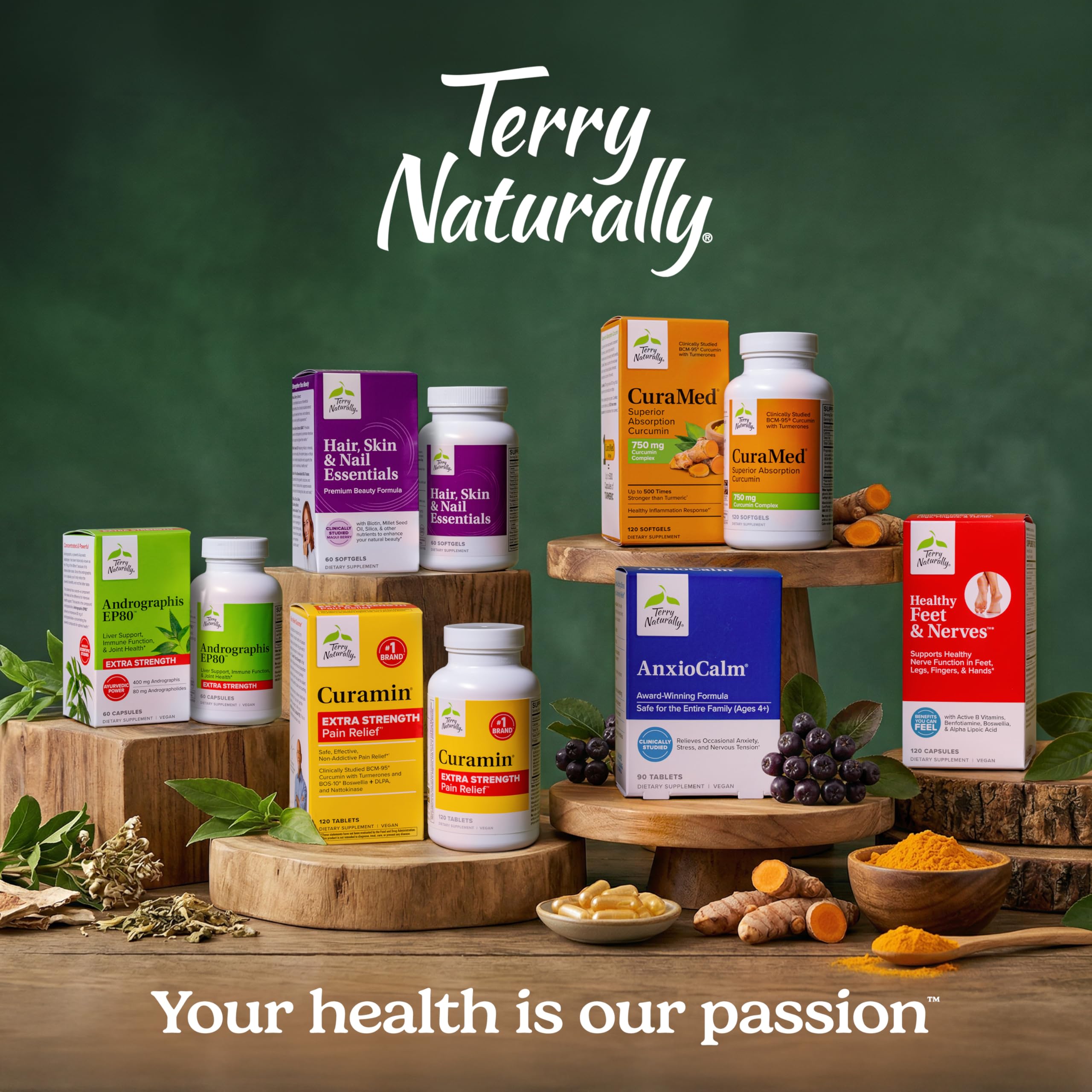 Terry Naturally AnxioCalm ingredientes en primer plano destacando origen natural