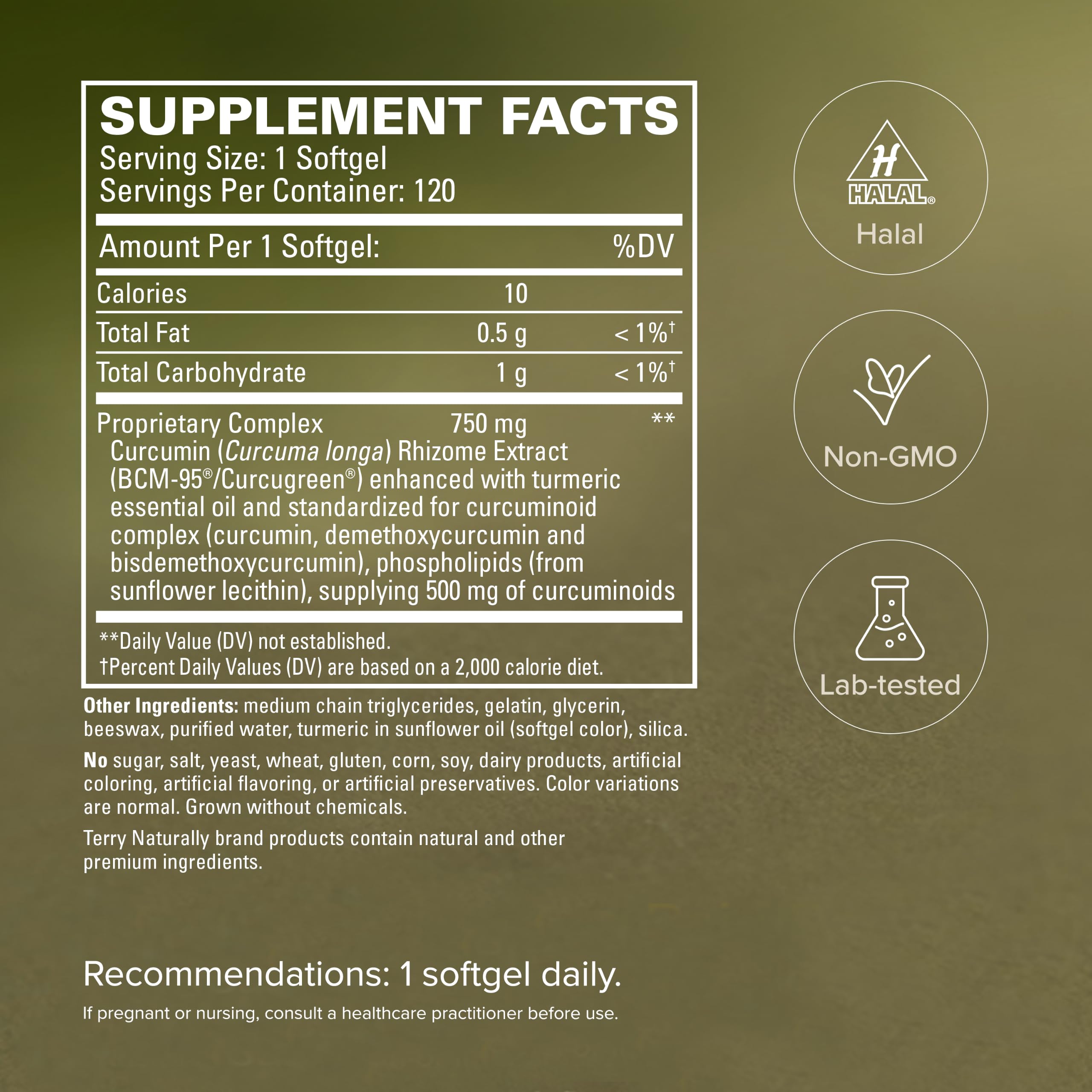 Terry Naturally botella abierta con softgels listos para uso diario