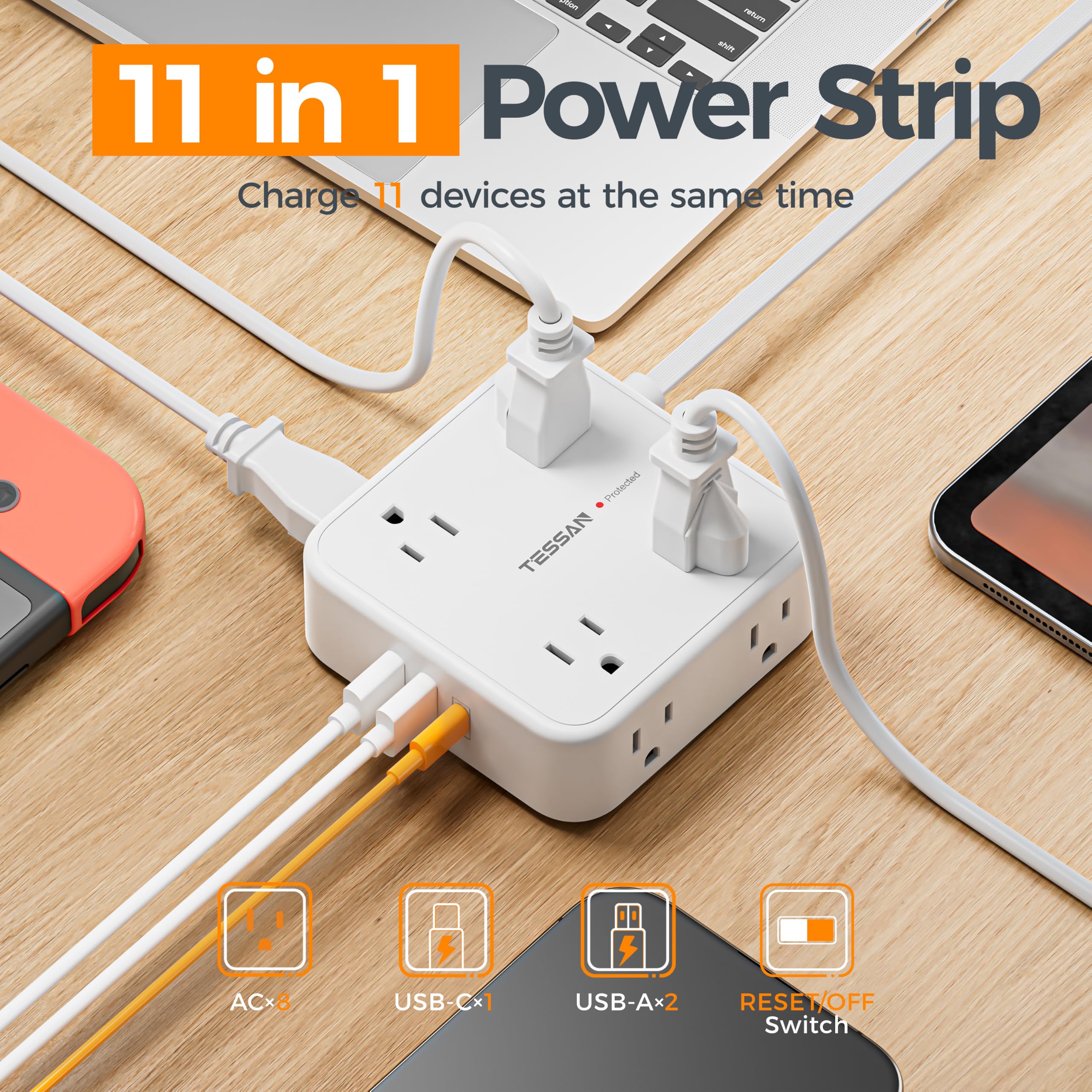 TESSAN cable plano de 5 ft pasando por debajo de alfombra para gestión discreta de cables