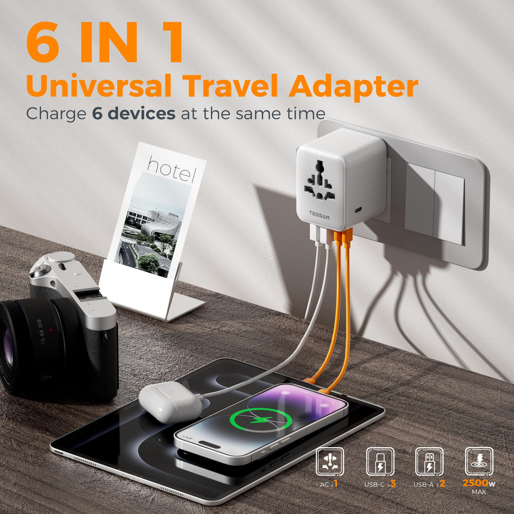 TESSAN adaptador junto a smartphone para comparar tamaño y portabilidad