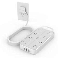 TESSAN regleta frontal con 8 tomas y 3 puertos USB para organizar dispositivos