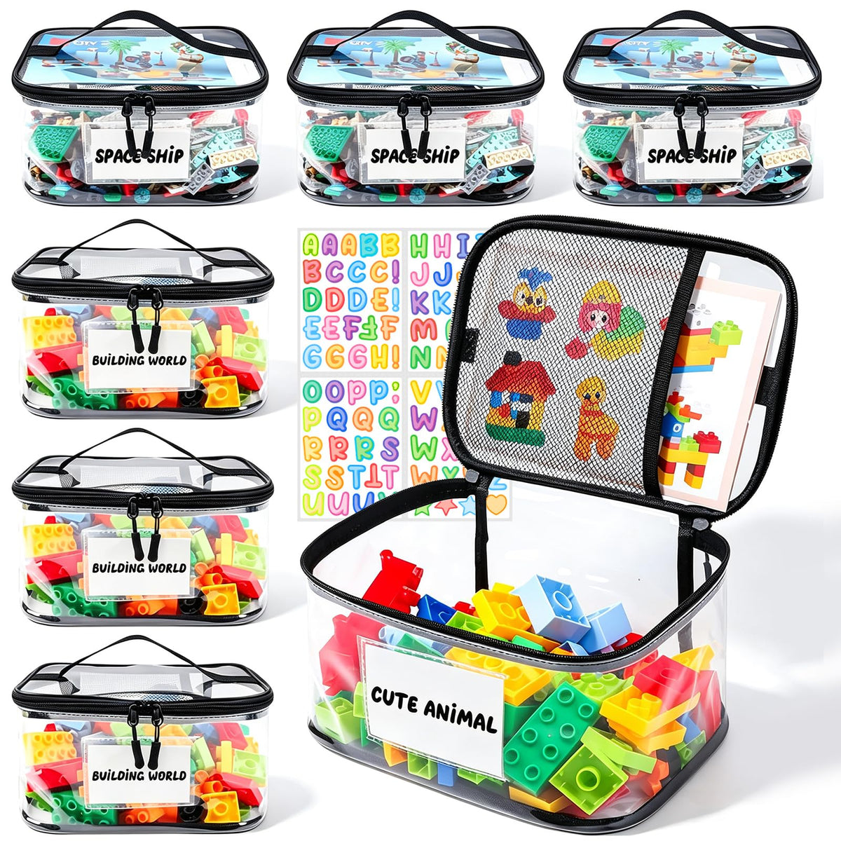 Tesuko vista frontal del pack de 6 bolsas organizadoras, facilita orden