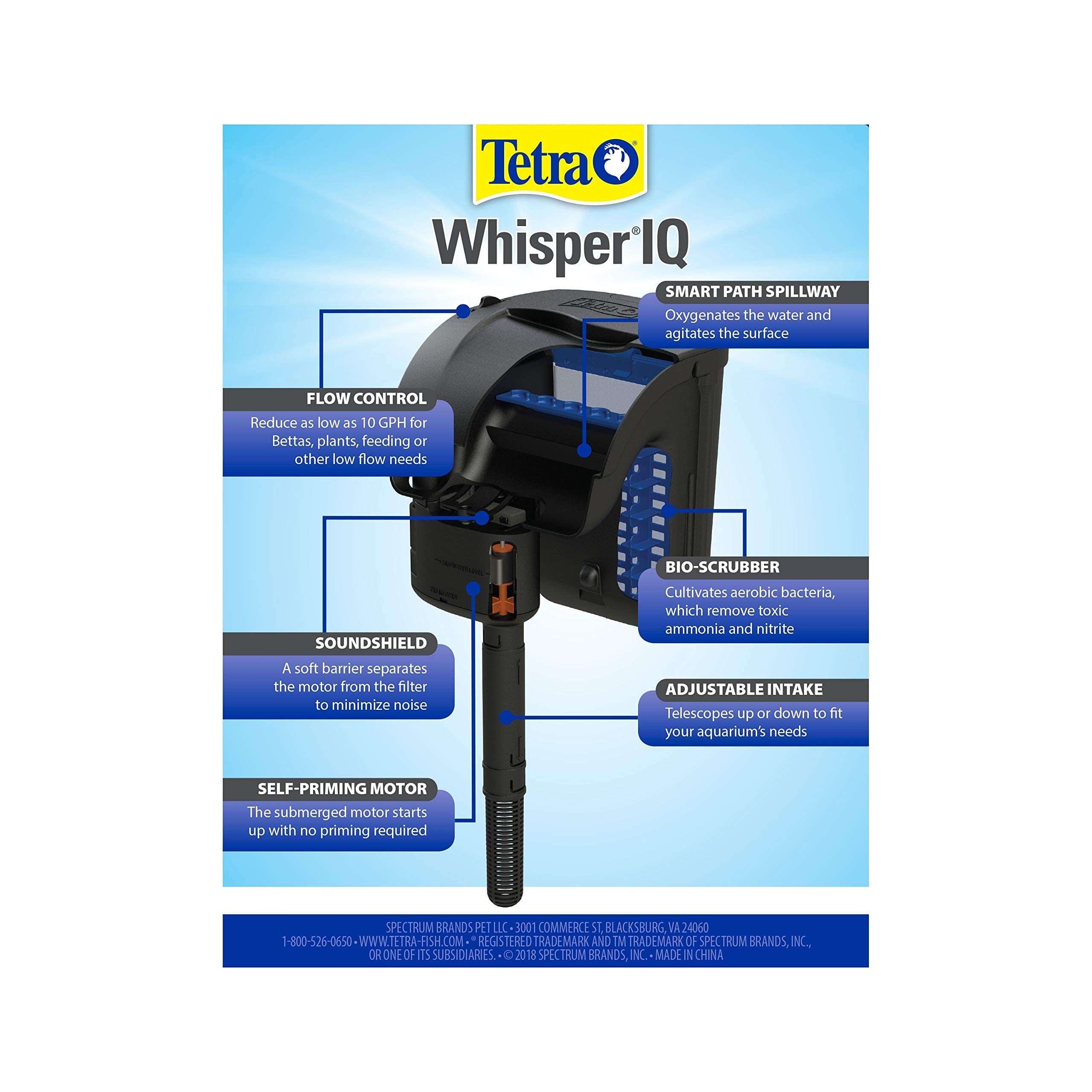 Tetra Whisper IQ smart-path spillway image enhancing surface agitation and oxygenation