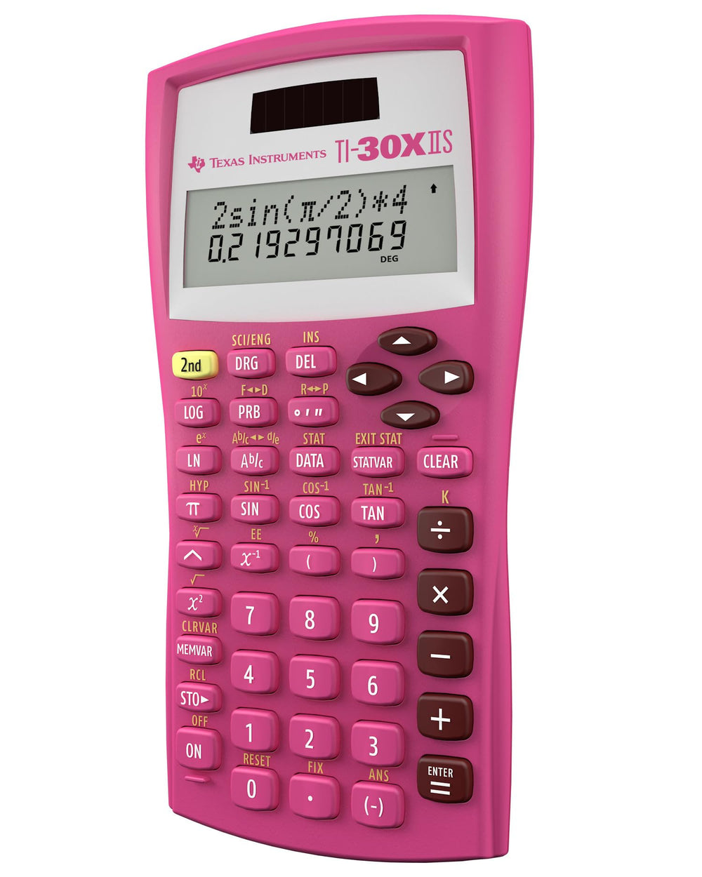 Texas Instruments empaque y etiqueta con información de funciones y garantía