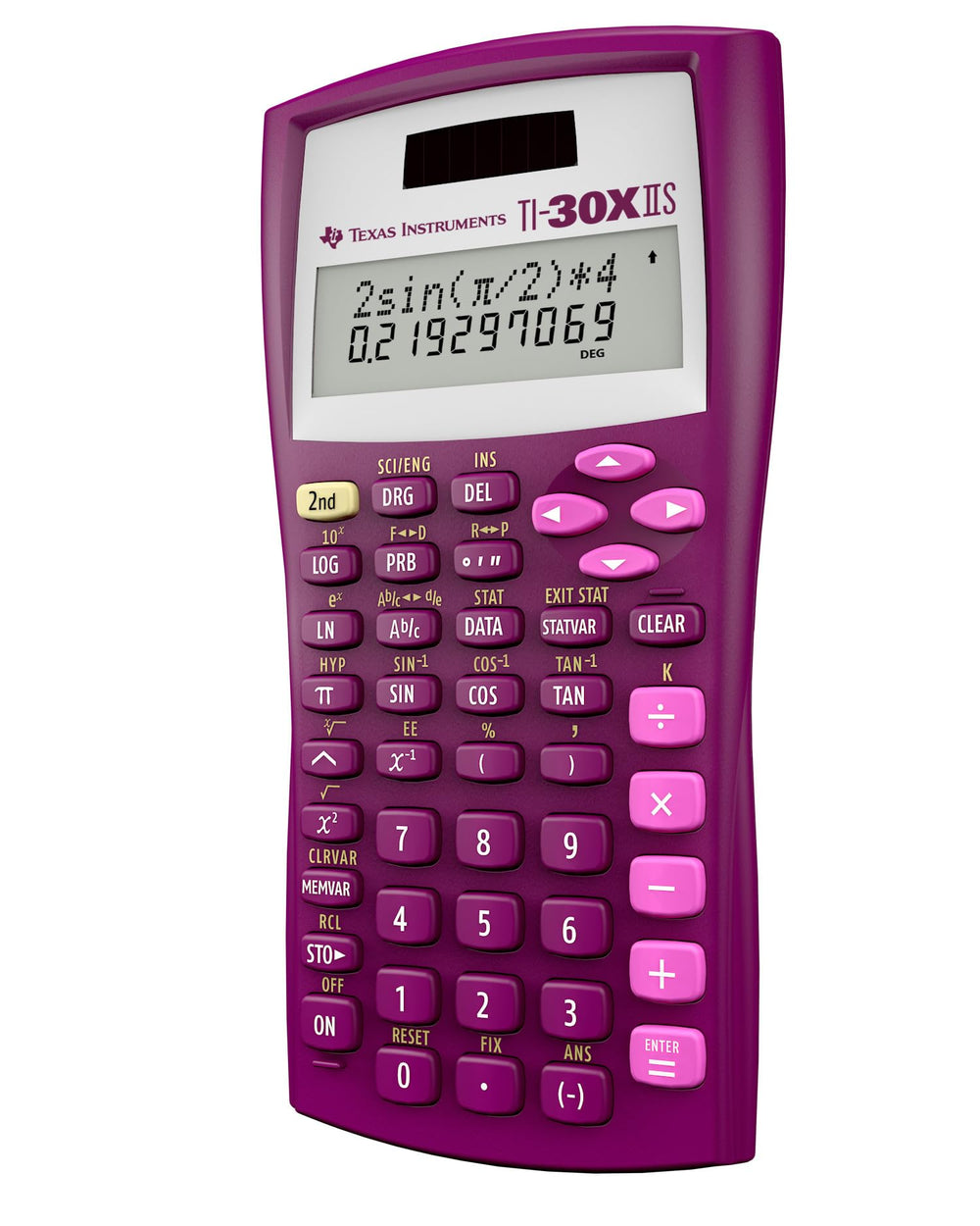 Texas Instruments junto a un lápiz para comparar tamaño y portabilidad