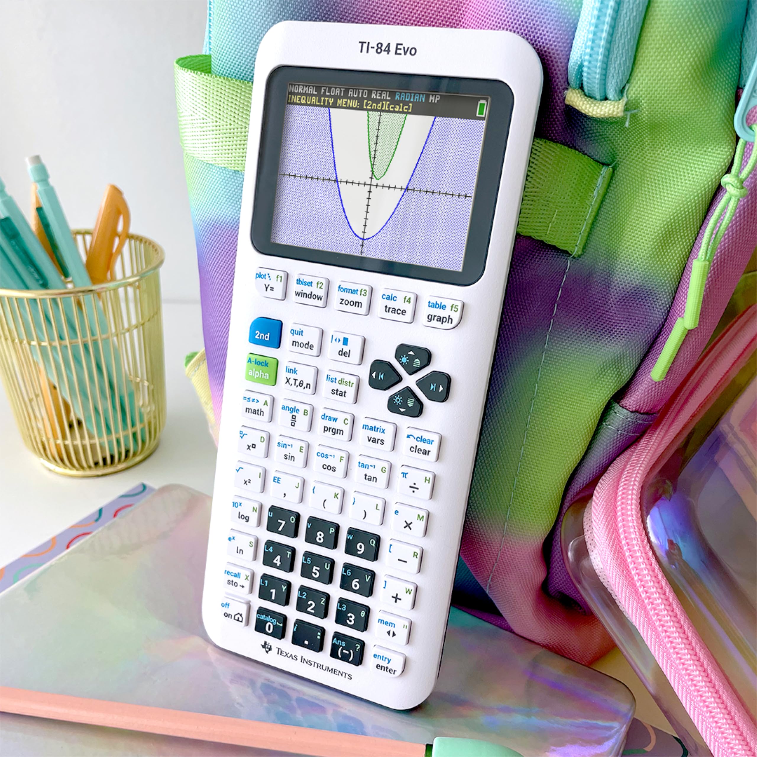 Texas Instruments TI-84 Evo detalle del teclado con teclas grandes para escritura rápida