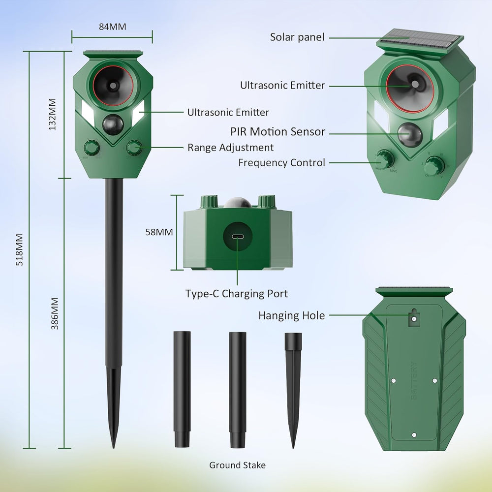 TFKK strobe activating at night showing visual deterrent for nighttime pests