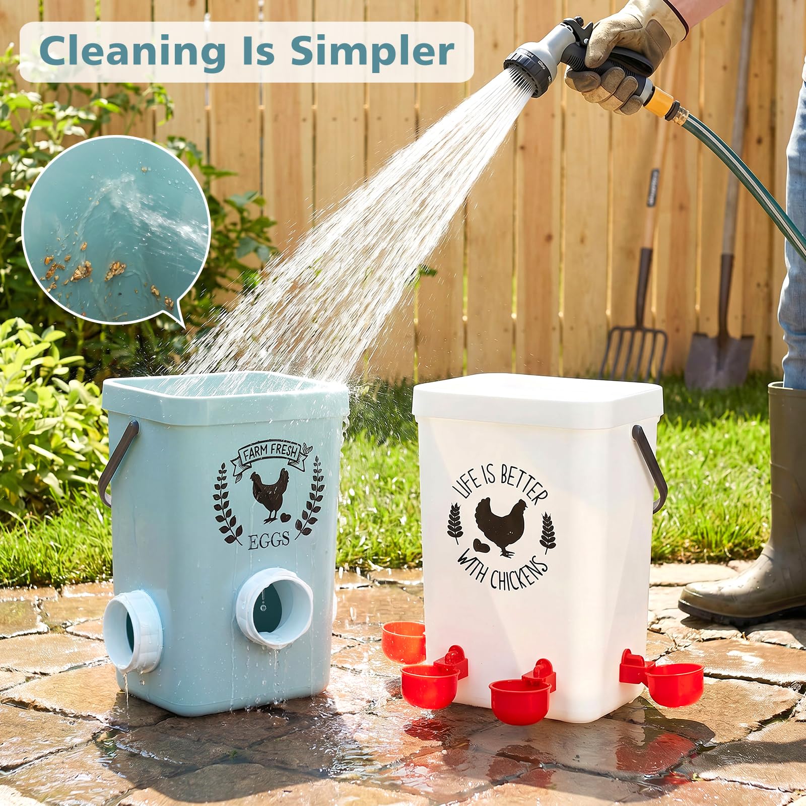Tgeyd waterer cups close-up providing steady, cleaner drinking access