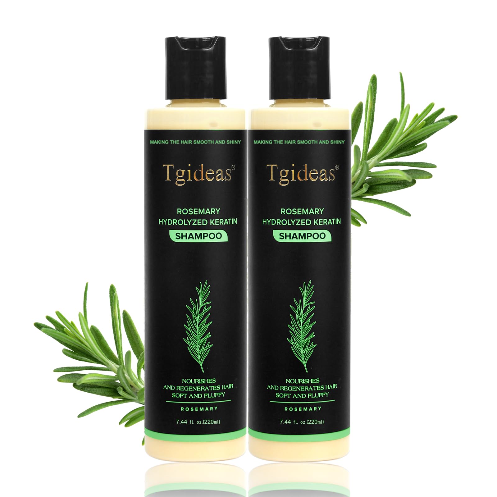 Tgideas champú pack frontal mostrando dos botellas y beneficio de volumen