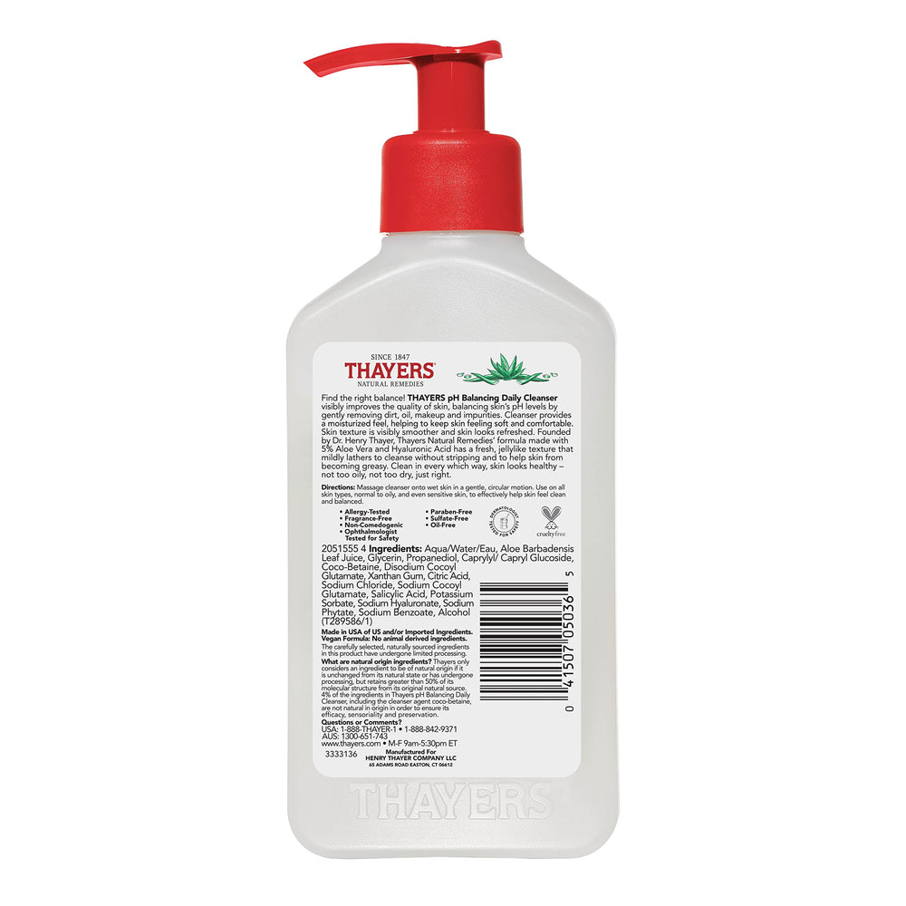 THAYERS ingredientes naturales con aloe destacando hidratación y calma