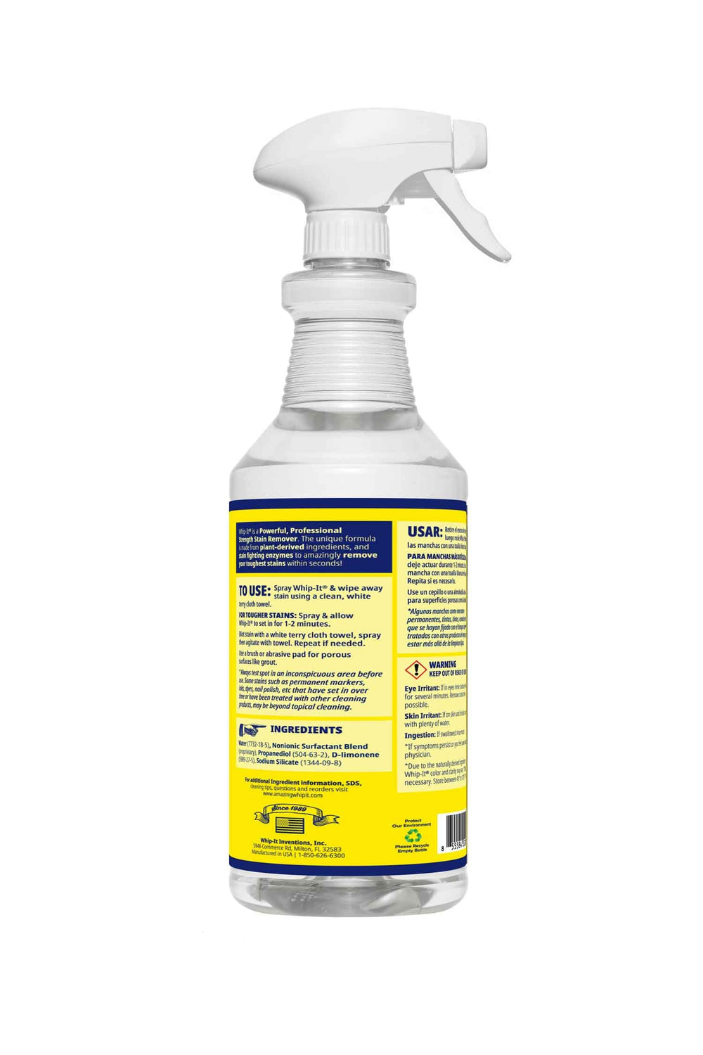 THE AMAZING WHIP-IT detalle de etiqueta con ingredientes a base de plantas