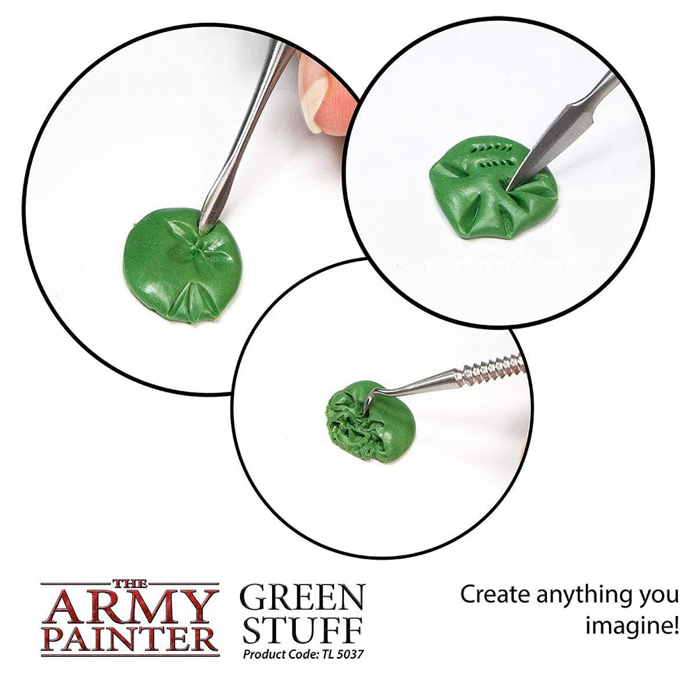 The Army Painter detalle de escultura con Green Stuff para lograr finos relieves