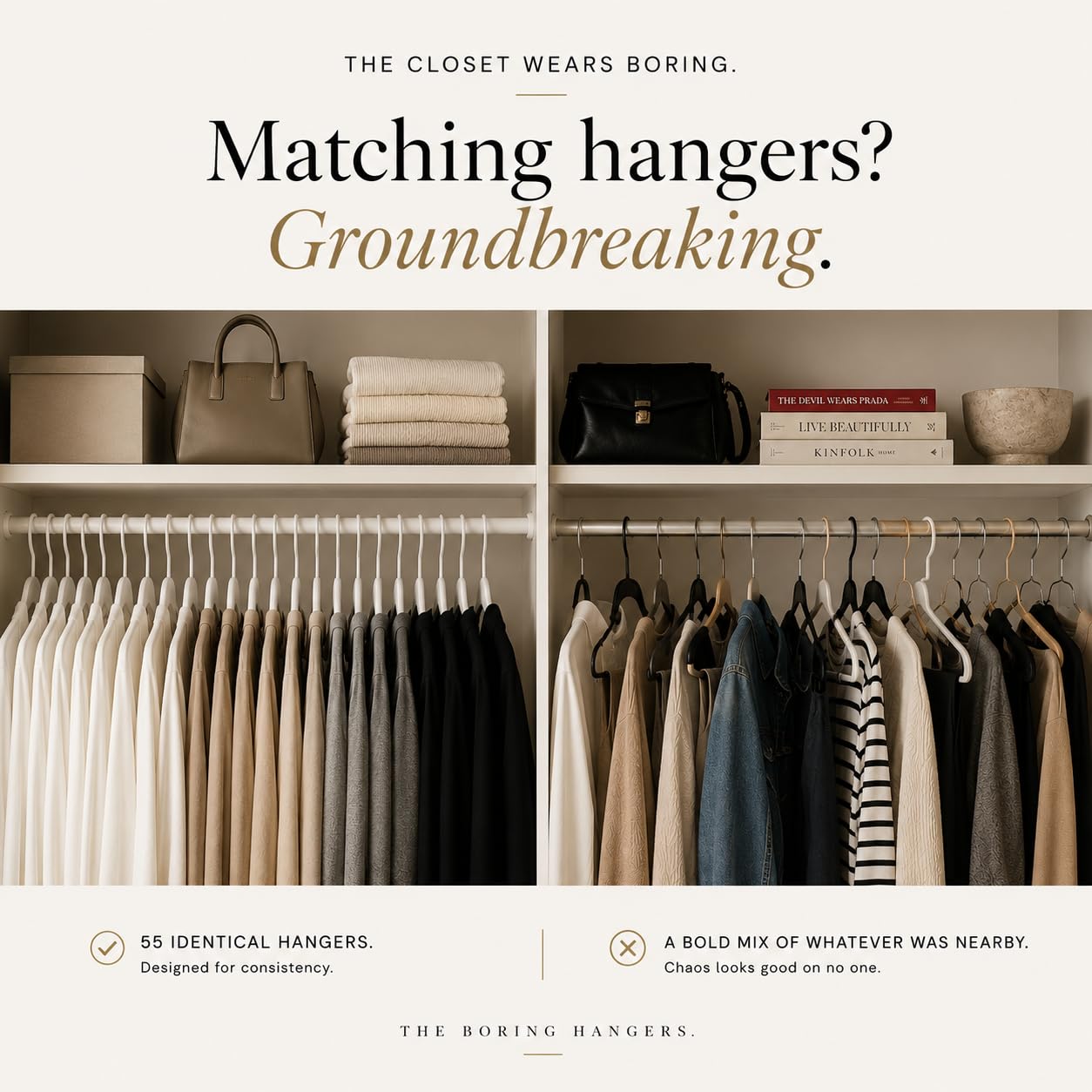The Boring Hangers percha sosteniendo un abrigo pesado demostrando resistencia de 10 lb