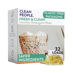 THE CLEAN PEOPLE frente del envase reciclable que muestra diseño y beneficios
