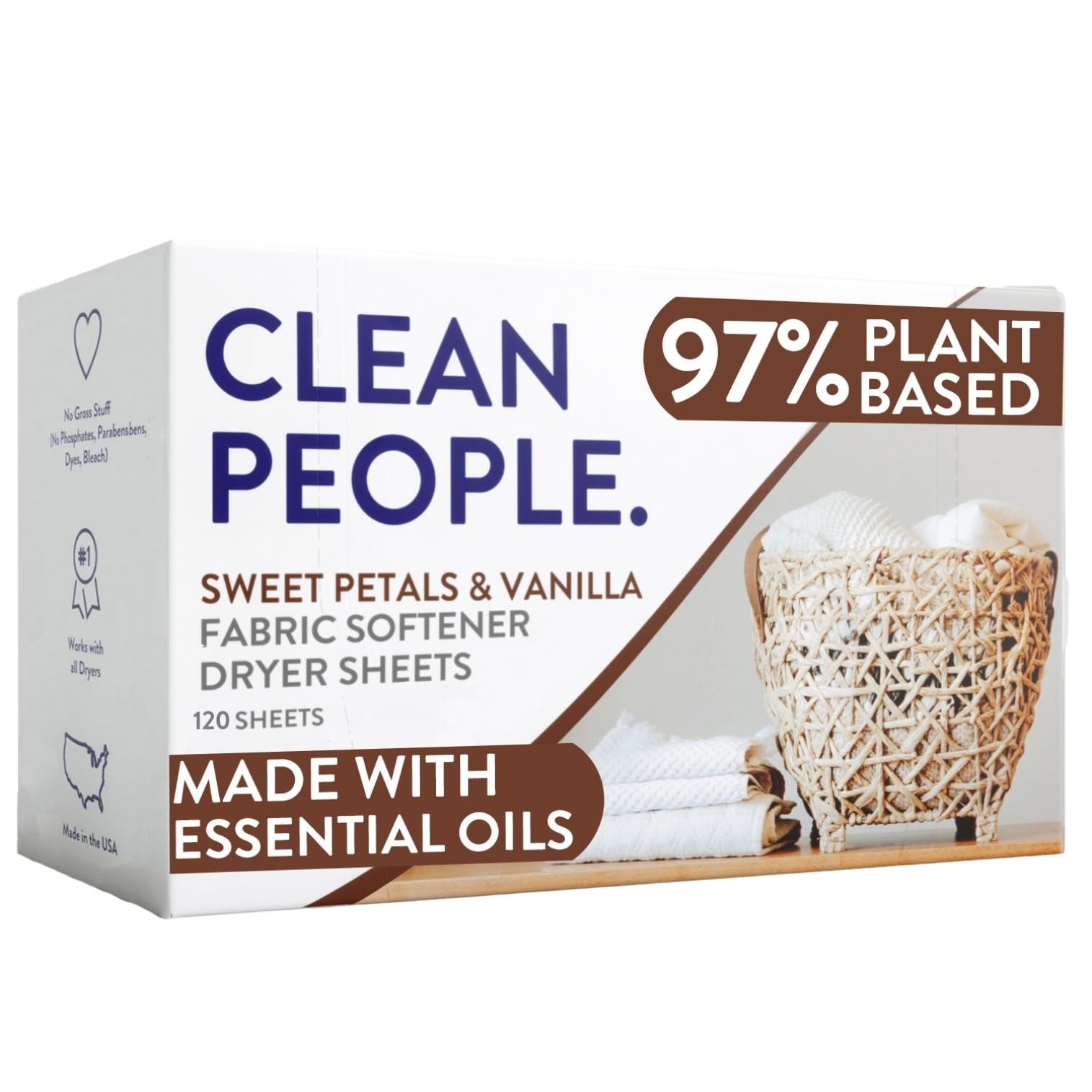 THE CLEAN PEOPLE frente del empaque mostrando 120 hojas y beneficios veganos