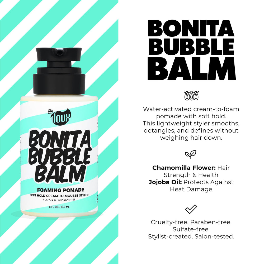 The Doux espuma ligera del BONITA BUBBLE BALM en manos que facilita distribución y control