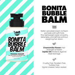 The Doux espuma ligera del BONITA BUBBLE BALM en manos que facilita distribución y control