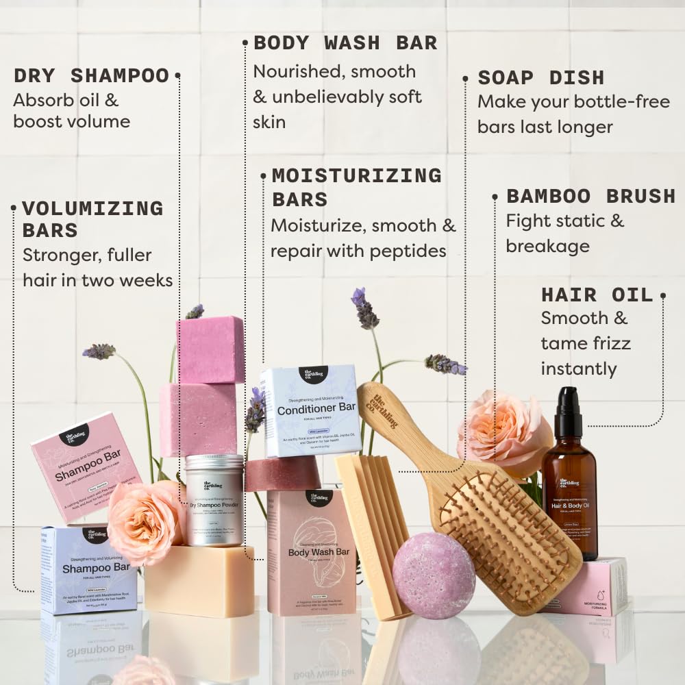The Earthling Co. barra en un entorno de baño luminoso, beneficio: integra bien en tu rutina diaria