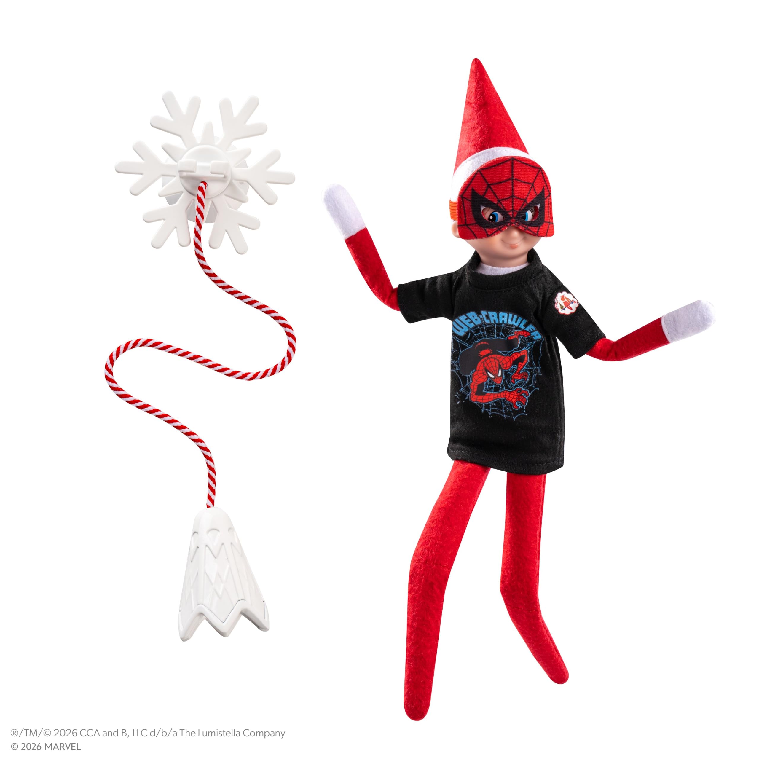The Elf on the Shelf máscara Spider-Man primer plano, detalle y ajuste cómodo