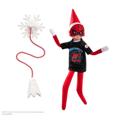 The Elf on the Shelf máscara Spider-Man primer plano, detalle y ajuste cómodo