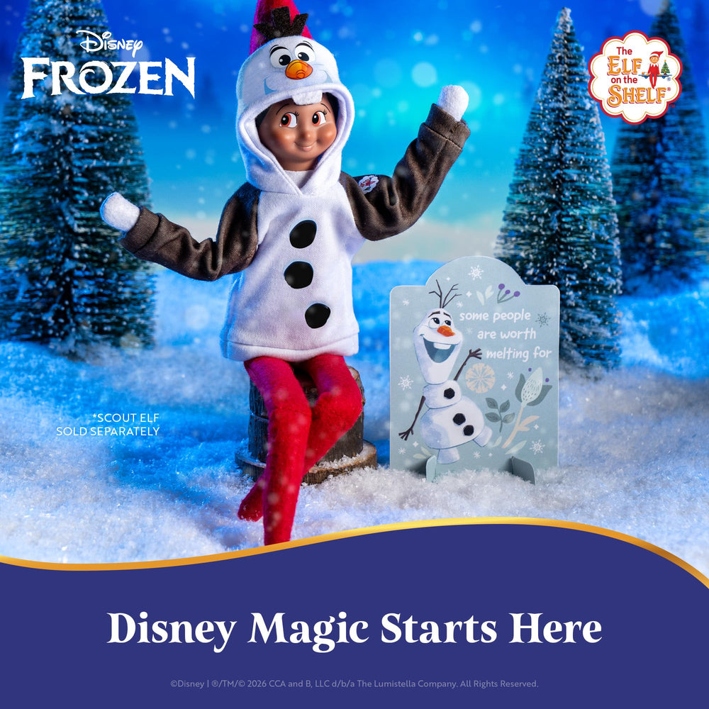 The Elf on the Shelf sudadera Olaf comparada con muñeco muestra tamaño exacto