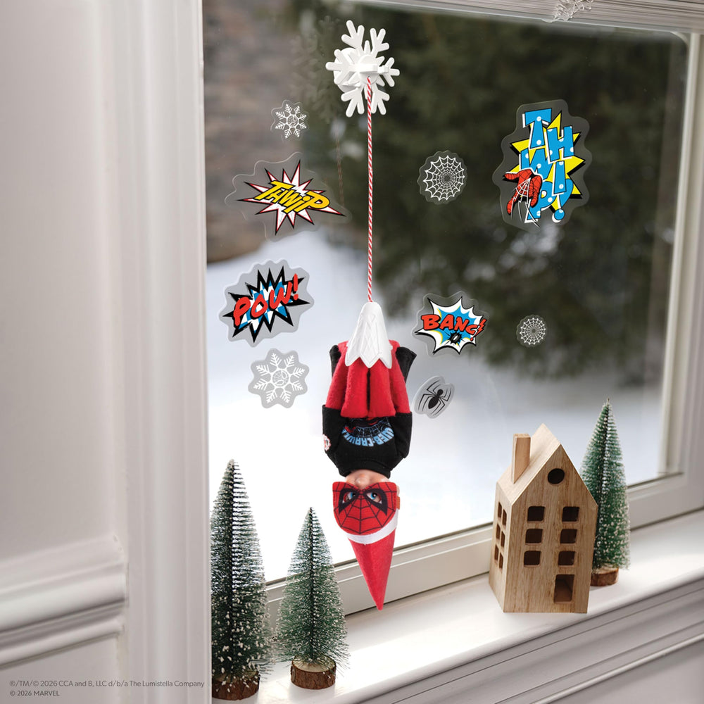 The Elf on the Shelf ventosa con copo de nieve instalada, facilita poses aéreas seguras