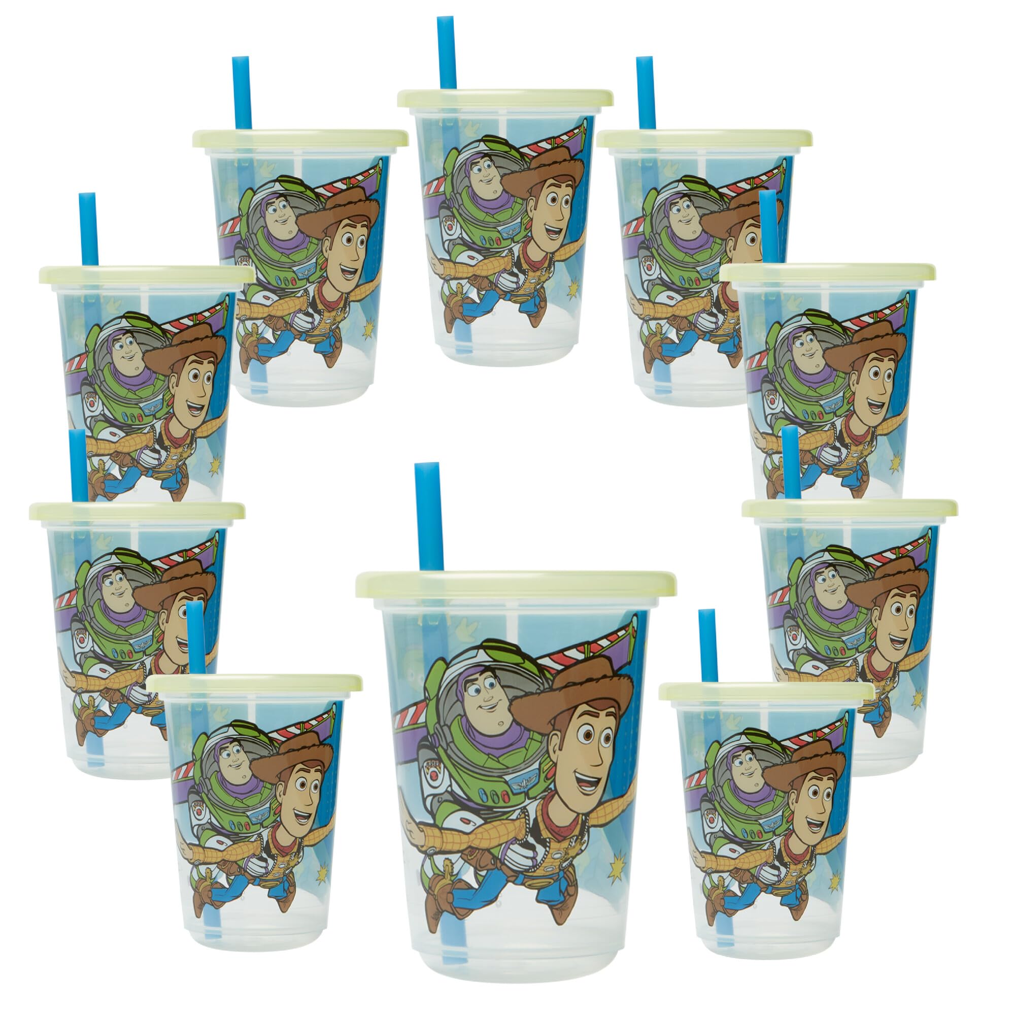 The First Years vaso frontal Toy Story mostrando tapa a presión y diseño divertido