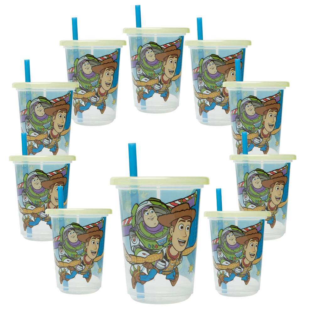 The First Years vaso frontal Toy Story mostrando tapa a presión y diseño divertido