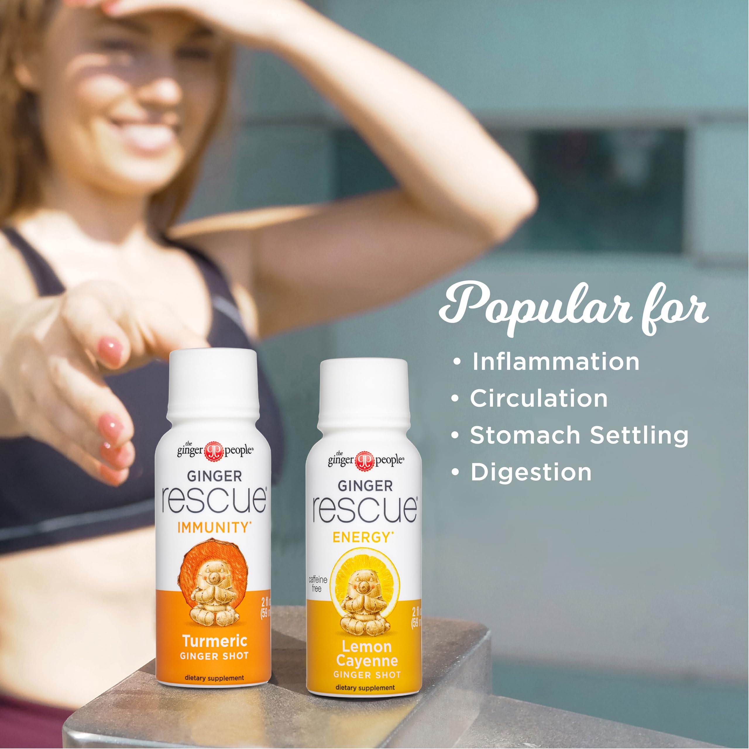 The Ginger People bottle label close-up showing ingredients and purity benefits