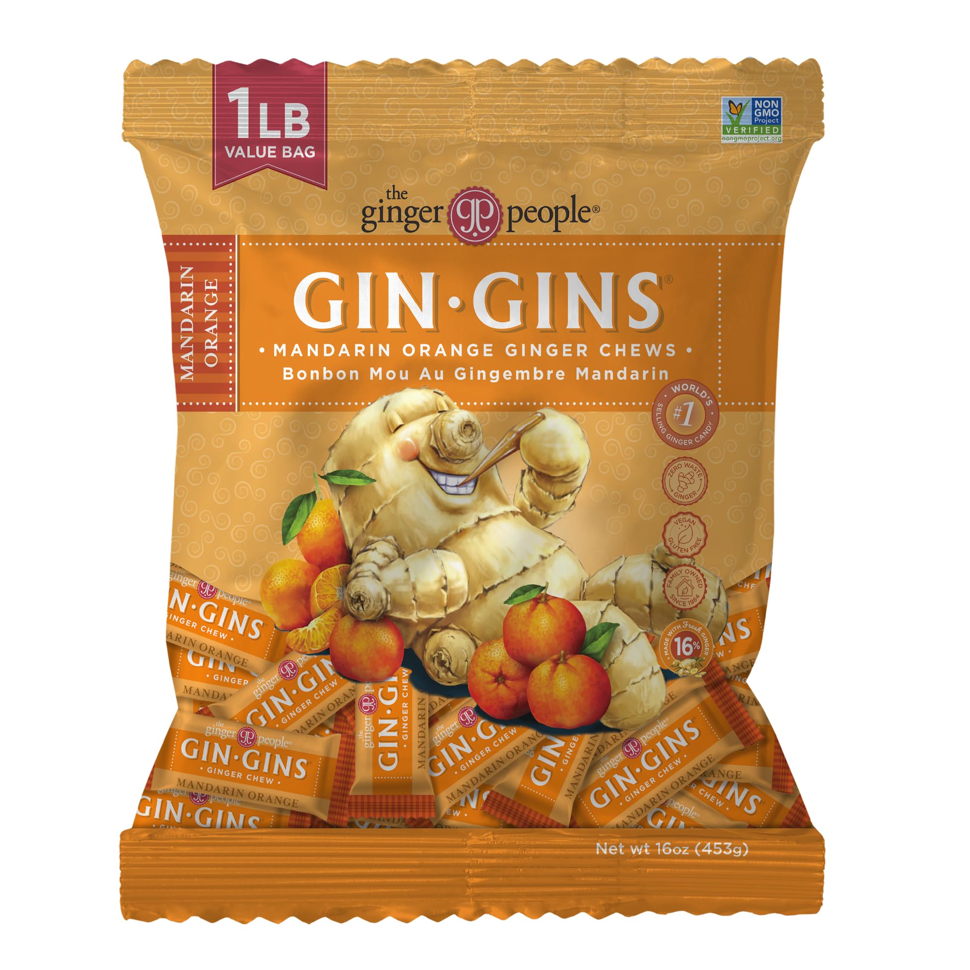 The Ginger People paquete frontal Mandarin Orange, presentación clara y beneficios naturales