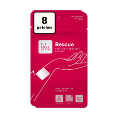 The Good Patch empaque frontal mostrando 8 parches y facilidad de transporte