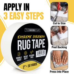 The Good Stuff cinta mostrada junto a regla para comparar tamaño y cortar