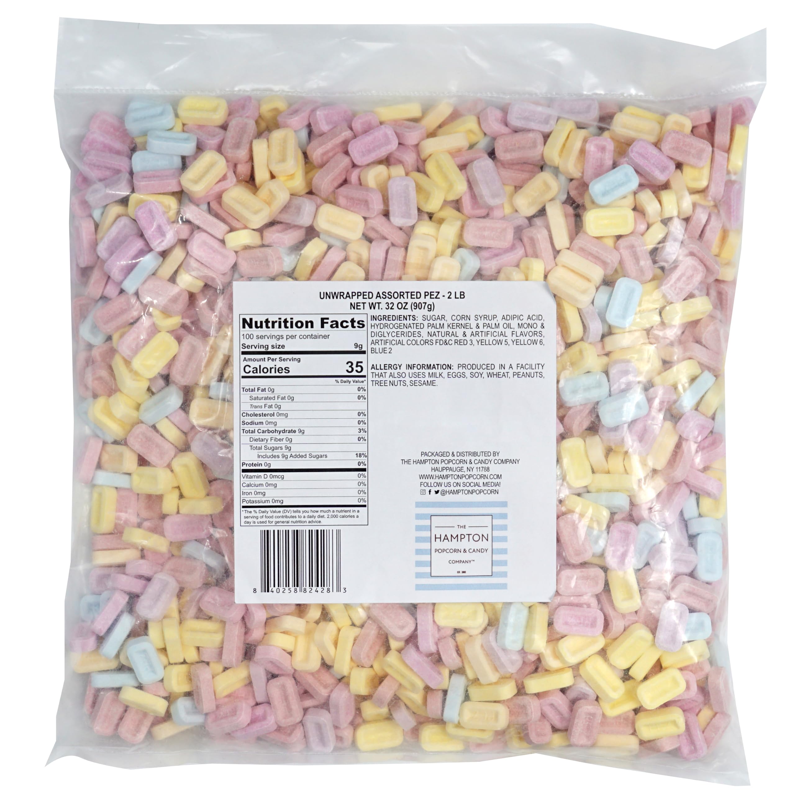 THE HAMPTON CANDY COMPANY primer plano de textura de caramelo masticable y color